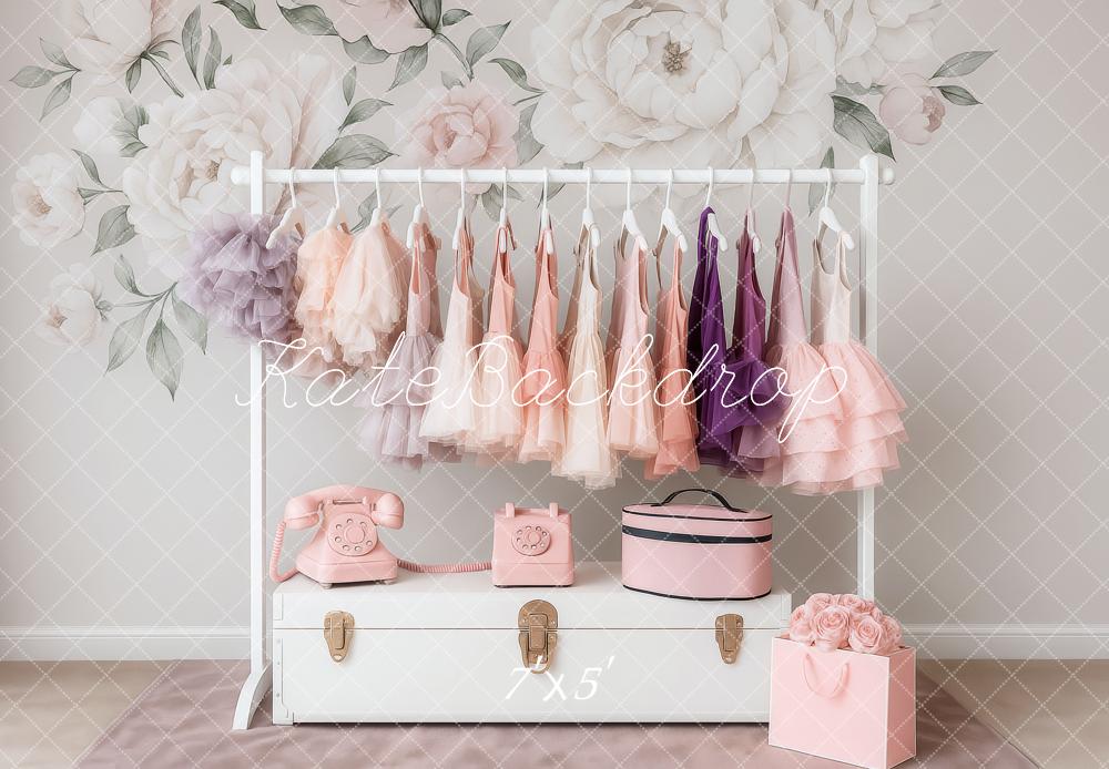 Kate Birthday Floral Pastel Dress Rack Backdrop Designed by Patty Robert