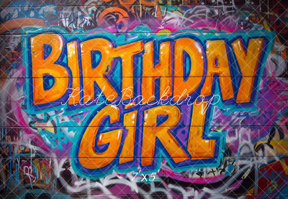 Kate Birthday Girl Graffiti Colourful Backdrop Designed by Angela Marie Photography