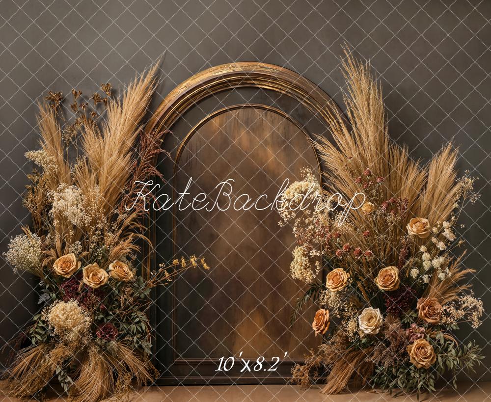 Kate Bohemian Arch Pampas Grass Dried Floral Backdrop Designed by Emetselch - Image 6