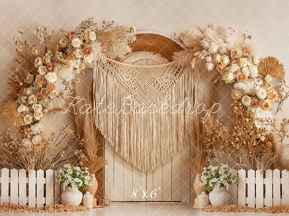 Kate Boho Arch Macrame Doorway Fleece Backdrop Designed by Emetselch