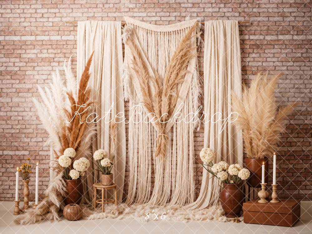 Kate Boho Candle Reed Curtains Brick Backdrop Designed by Chain Photography - Image 6