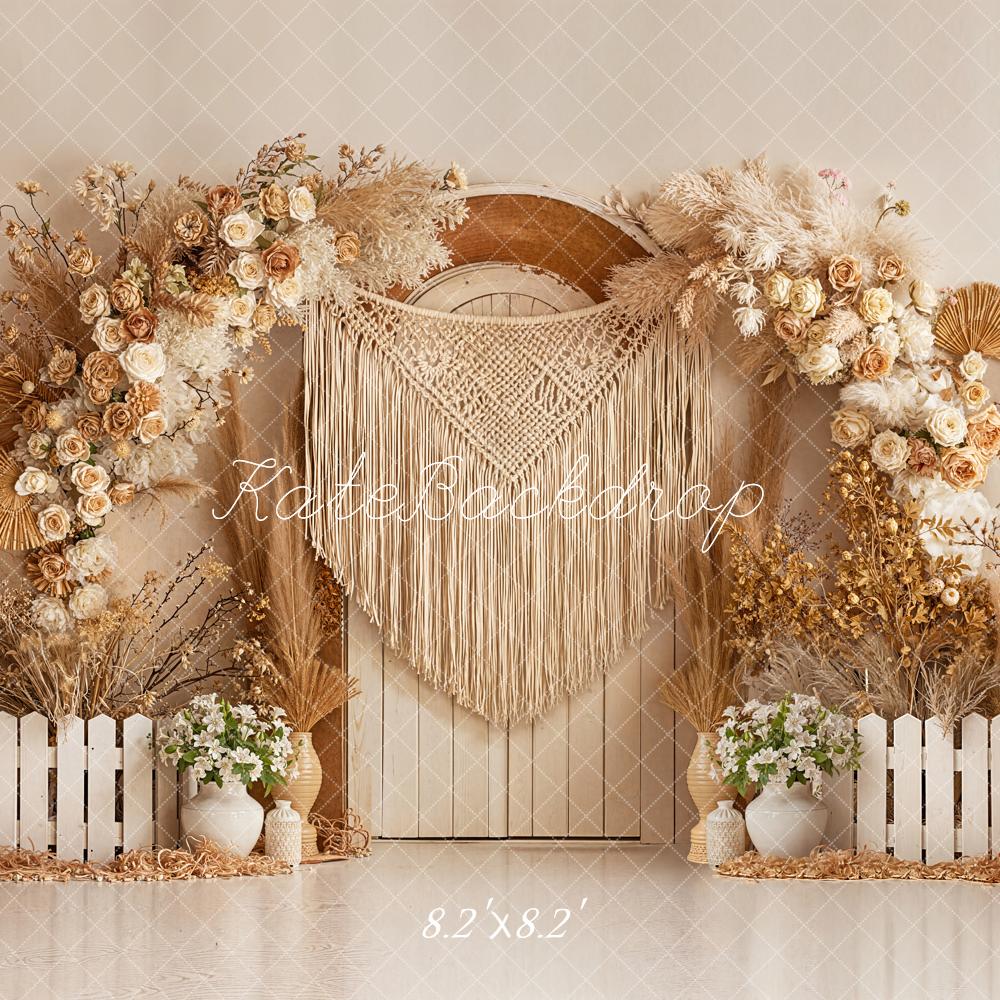 Kate Boho Floral Arch Macrame Door Backdrop Designed by Emetselch - Image 5