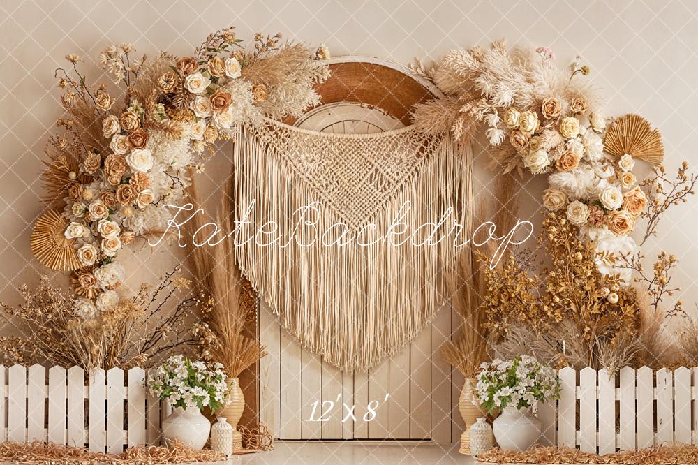 Kate Boho Floral Arch Macrame Door Backdrop Designed by Emetselch - Image 8