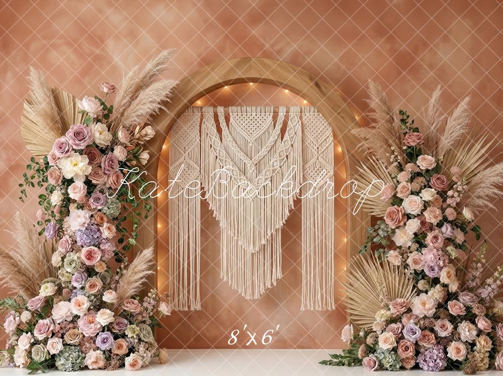 Kate Boho Floral Arch Macrame Fleece Backdrop Designed by Patty Robert