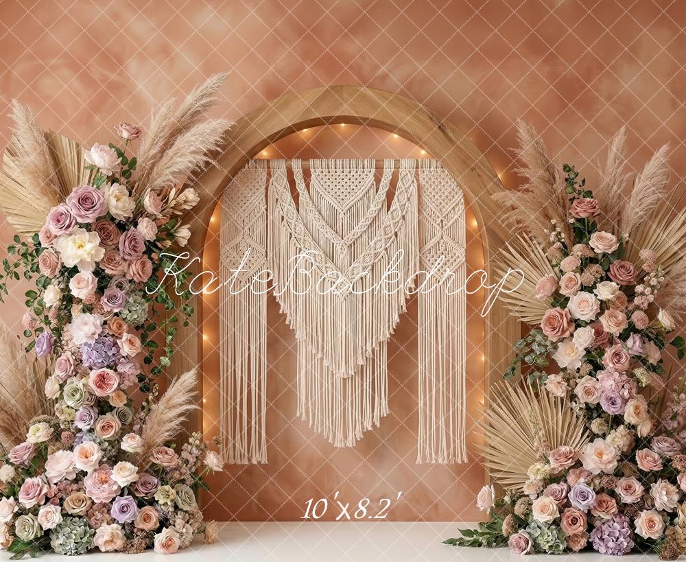 Kate Boho Floral Arch Macrame Fleece Backdrop Designed by Patty Robert - Image 3