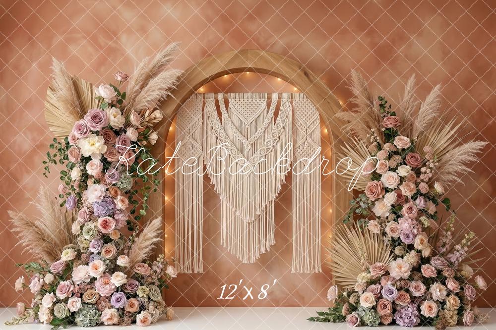 Kate Boho Floral Arch Macrame Fleece Backdrop Designed by Patty Robert - Image 4