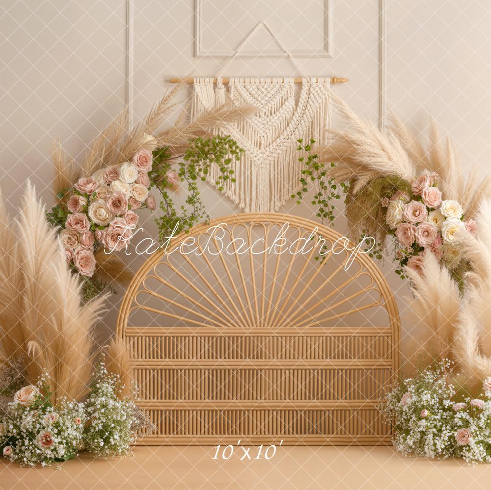 Kate Boho Floral Arch Pampas Beige Backdrop Designed by Emetselch - Image 7