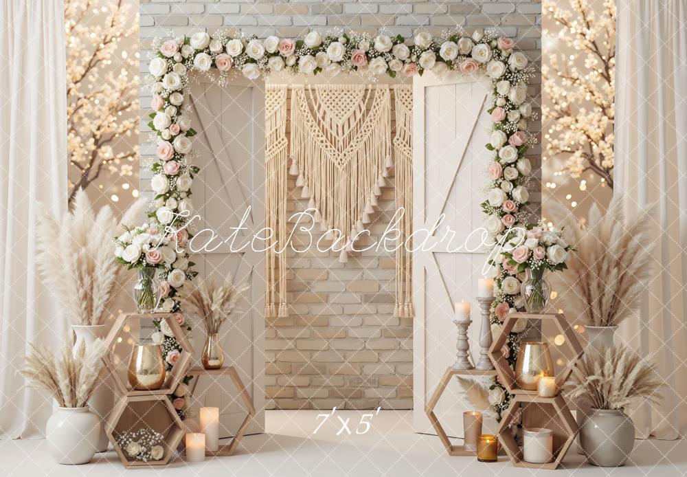 Kate Boho Garland Pampas Grass Backdrop Designed by Mini MakeBelieve
