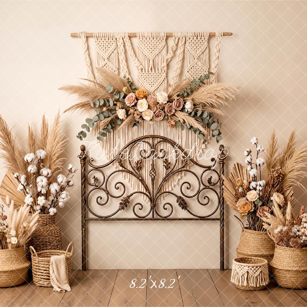 Kate Boho Headboard Dried Flowers Macrame Backdrop Designed by Emetselch - Image 5