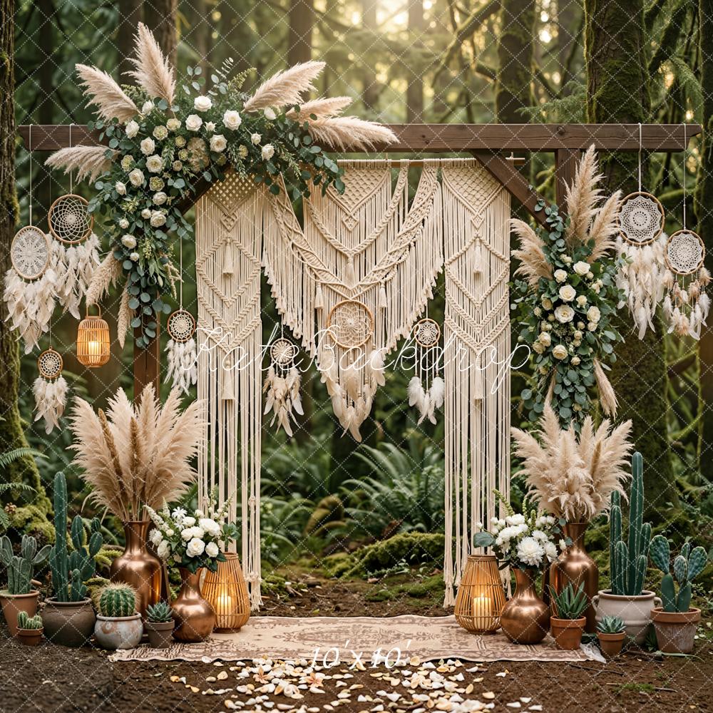 Kate Boho Macrame Arch Dreamcatcher Forest Backdrop Designed by Emetselch - Image 7