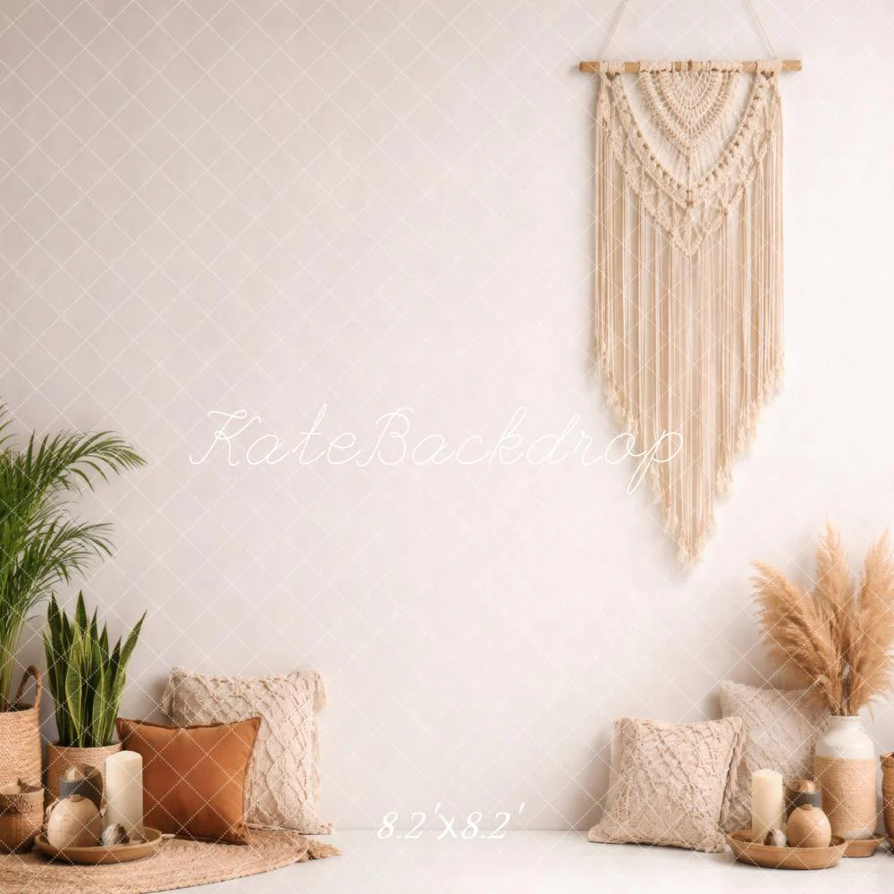 Kate Boho Macrame Cushions Neutral Plants Backdrop Designed by Vertigo Productions - Image 5
