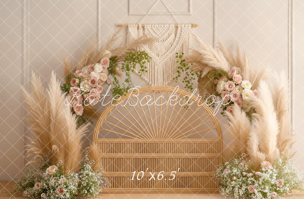 Kate Boho Macrame Pampas Fleece Backdrop Designed by Emetselch - Image 2