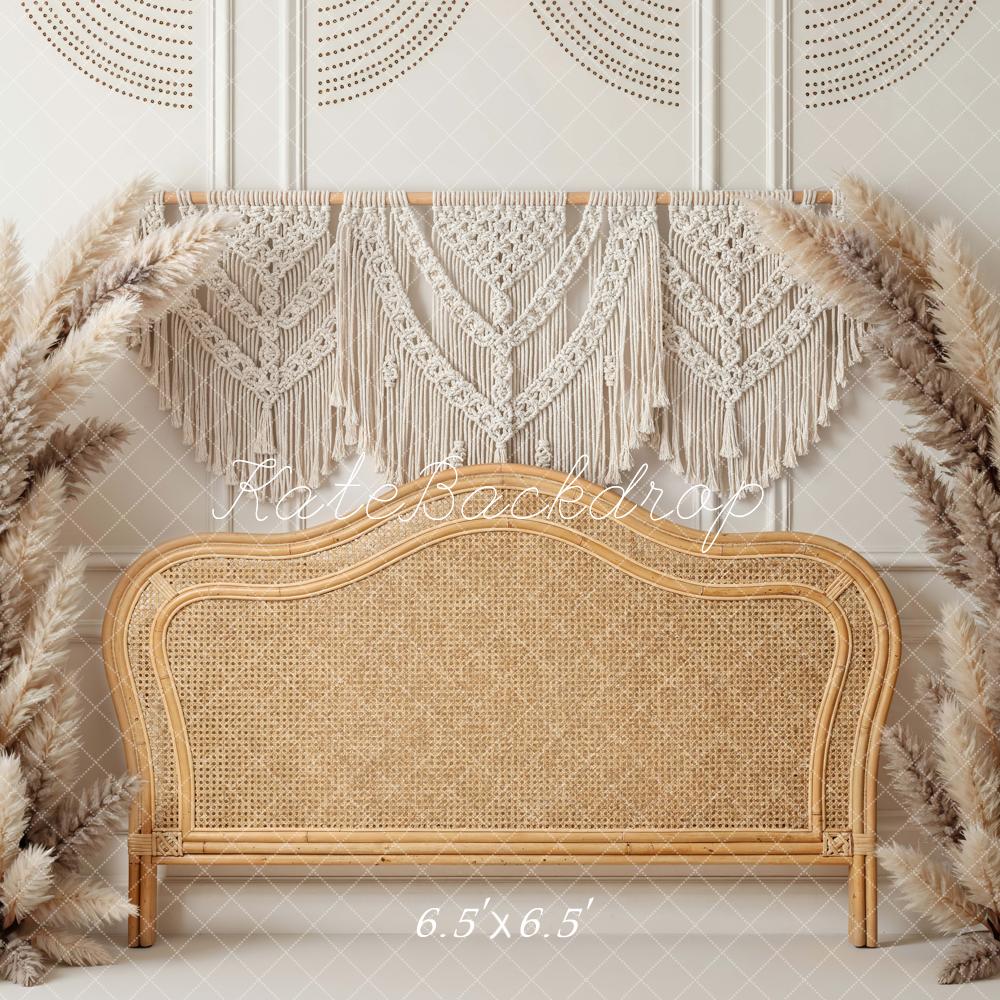 Kate Boho Macrame Headboard Rattan Pampas Backdrop Designed by Mini MakeBelieve - Image 2