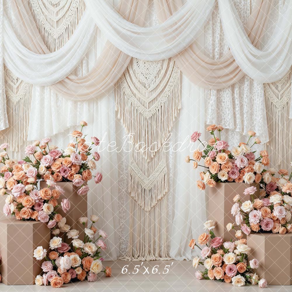 Kate Boho Macrame Wedding Floral Beige Backdrop Designed by Mini MakeBelieve - Image 2