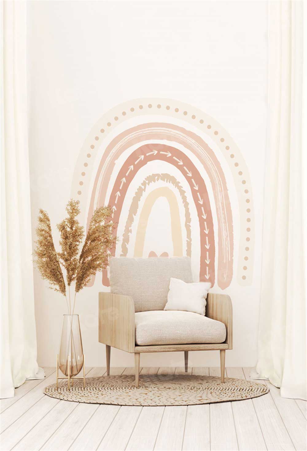 Kate Boho Rainbow Room with Chair Backdrop for Photography