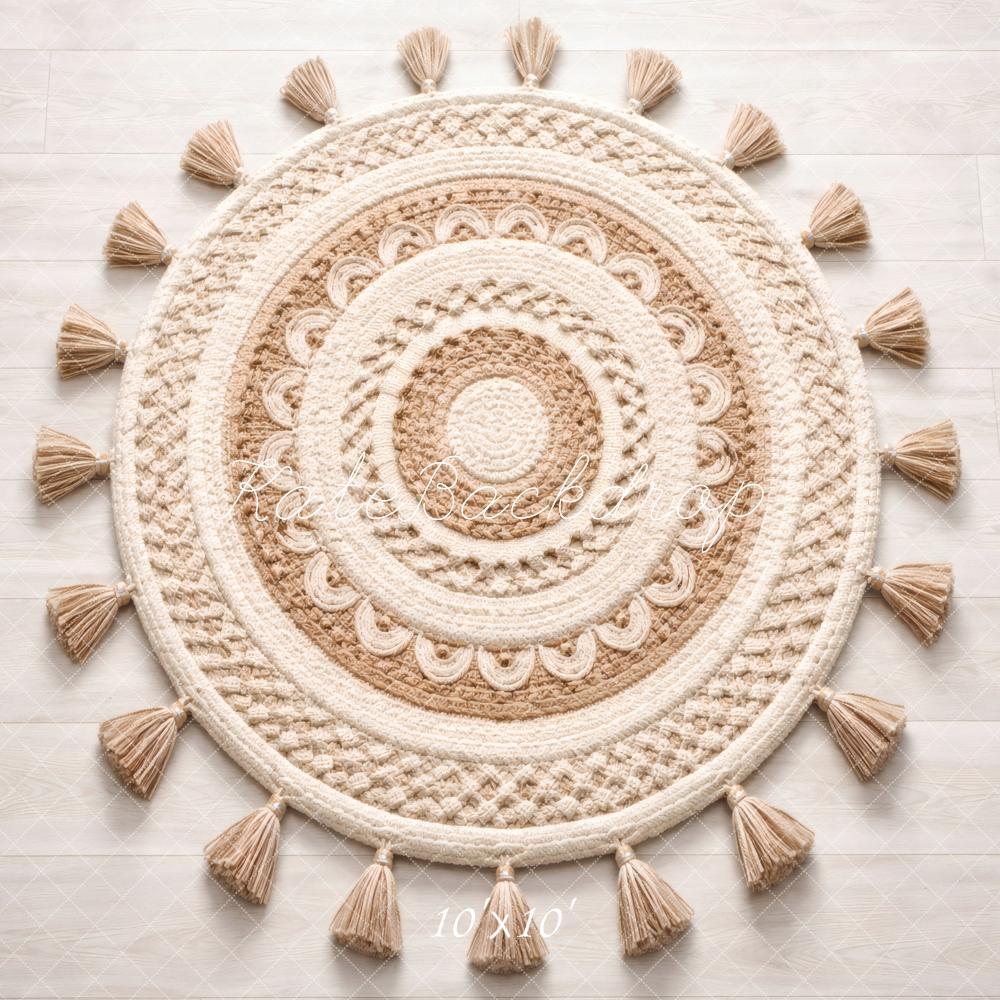 Kate Boho Round Tassel Carpet Cream Backdrop Designed by Vertigo Productions - Image 7