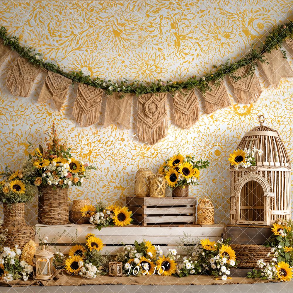 Kate Boho Sunflower Basket Macrame Backdrop Designed by Emetselch - Image 7