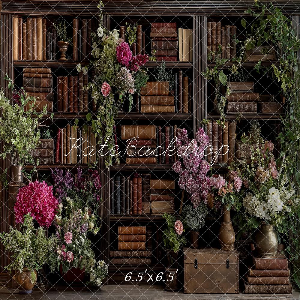 Kate Bookshelf Florals Vintage Books Backdrop Designed by Angela Marie Photography - Image 2