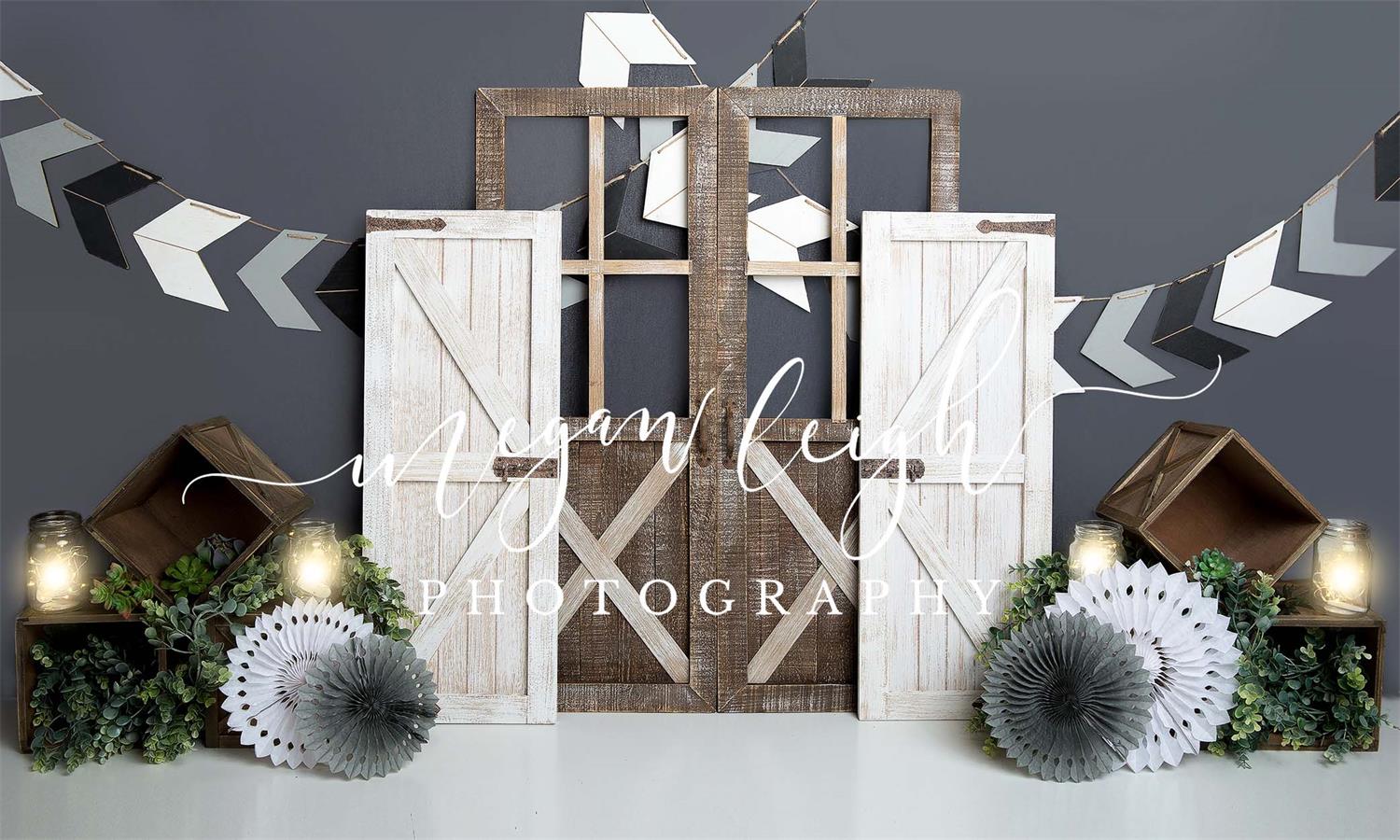 Kate Boy Gray Rustic Children Cake Smash Backdrop Designed by Megan Leigh Photography