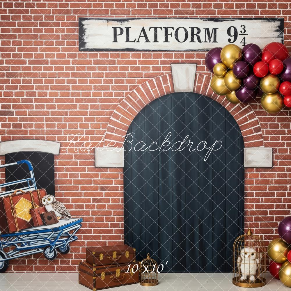 Kate Halloween Brick Wall Arch Luggage Owl Backdrop Designed by Patty Robert - Image 7