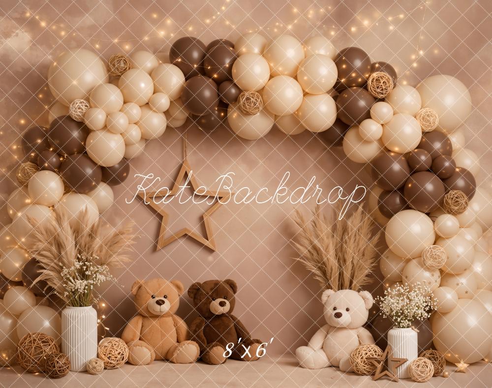Kate Cake Smash Balloon Arch Teddy Bears Fleece Backdrop Designed by Emetselch