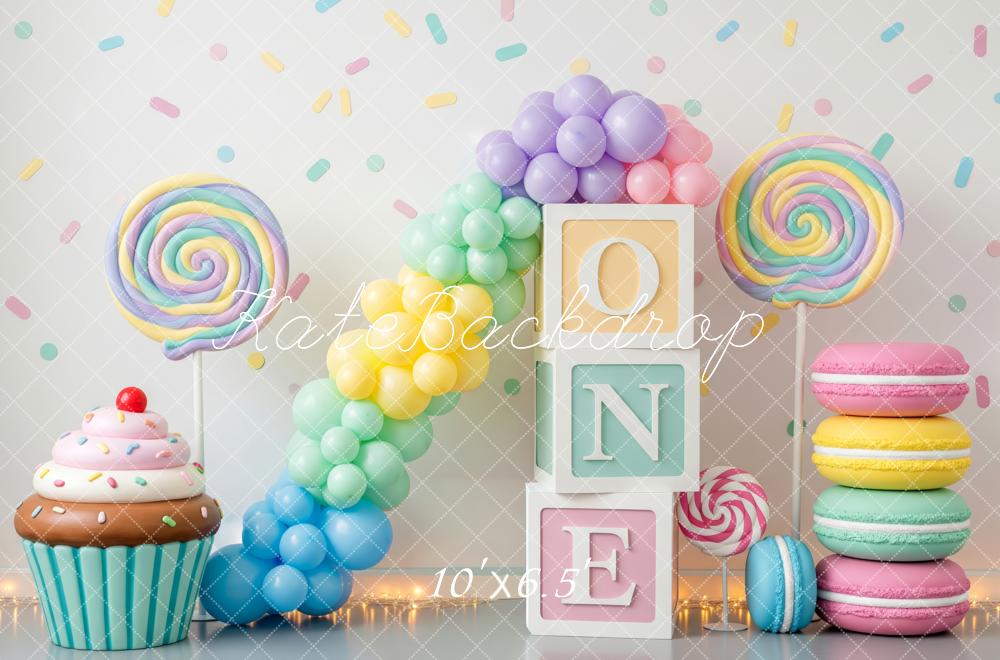 Kate Cake Smash Blocks Balloons Sweets Fleece Backdrop Designed by Patty Robert - Image 2
