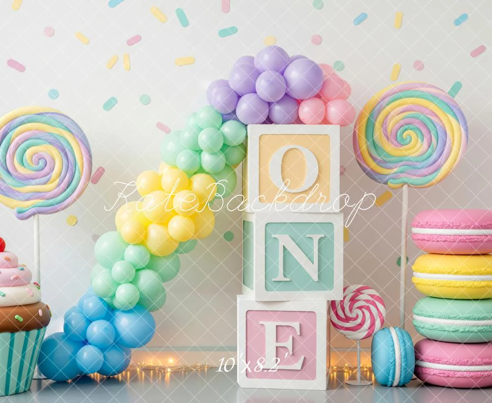 Kate Cake Smash Blocks Balloons Sweets Fleece Backdrop Designed by Patty Robert - Image 3