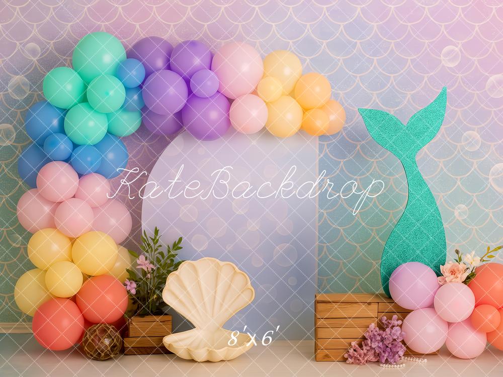 Kate Cake Smash Mermaid Balloon Seashell Backdrop Designed by Patty Robert - Image 3
