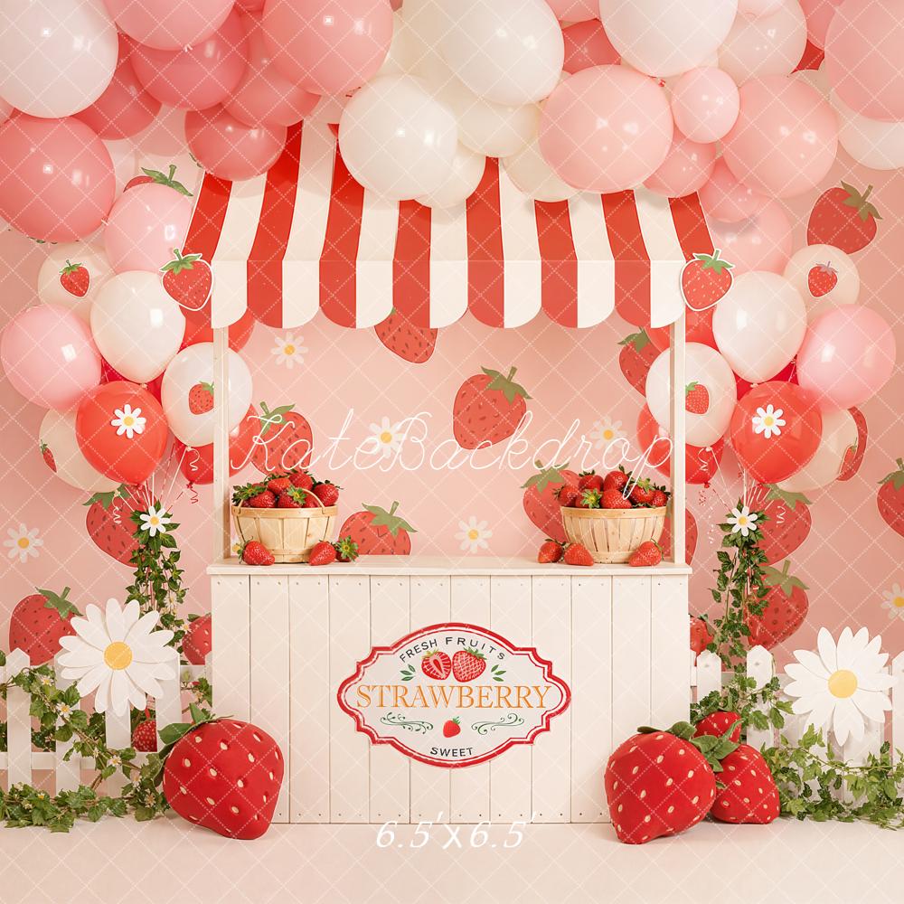 Kate Cake Smash Strawberry Balloons Backdrop Designed by Emstselch - Image 2
