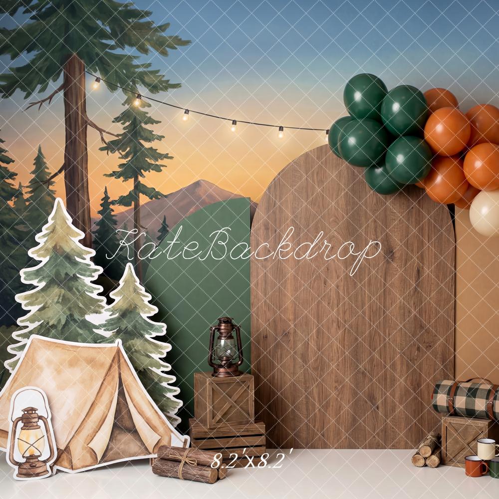 Kate Camping Tent Campfire Balloon Arch Forest Backdrop Designed by Patty Robert - Image 5