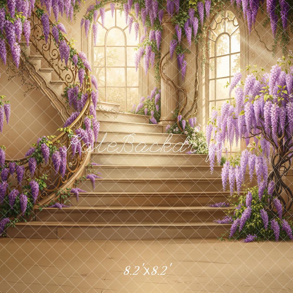 Kate Cascading Stairs Wisteria Windows Backdrop Designed by Chain Photography - Image 5