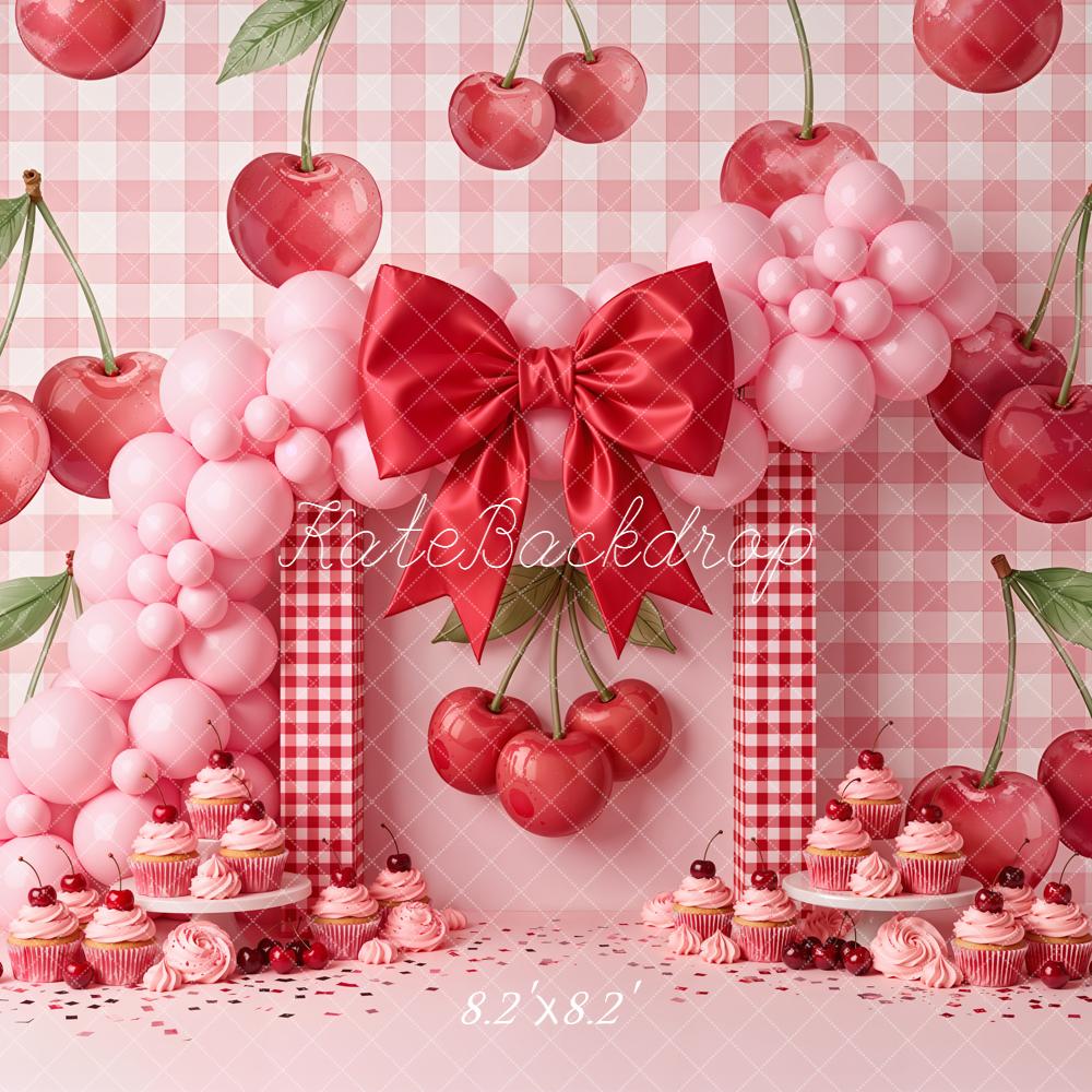 Kate Cherry Cupcakes Balloons Pink Gingham Backdrop Designed by Emetselch - Image 5