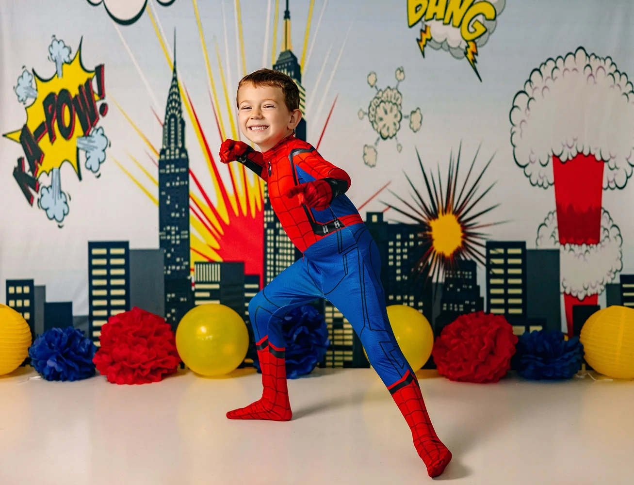 Kate Children Cartoon City Super hero Photography Backdrops Newborn Party