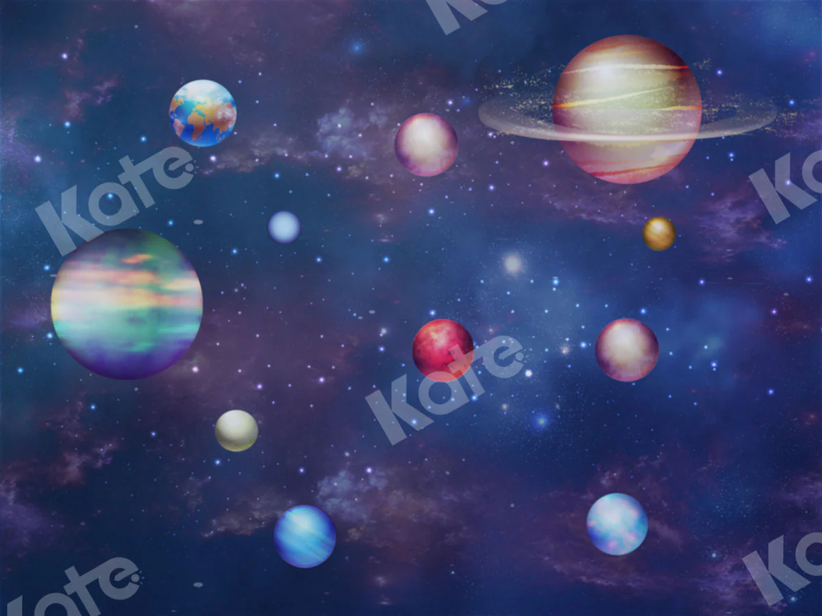 Kate Children\Newborn Blue Universe Planets Baby Backdrop