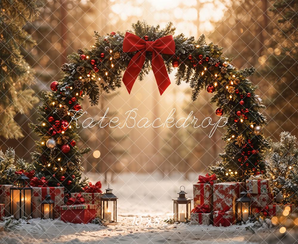 Kate Christmas Arch Bow Forest Gift Backdrop Designed by Emetselch - Image 9