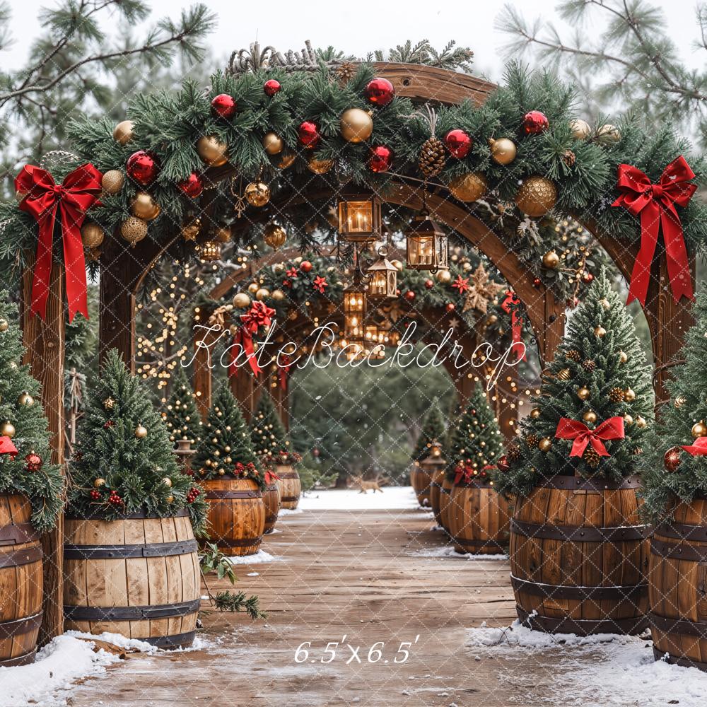 Kate Christmas Arch Garland Lanterns Trees Backdrop Designed by Emetselch - Image 2