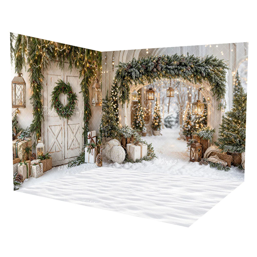 Kate Christmas Arch Garland Snow Trees Backdrop Designed by Emetselch - Image 29