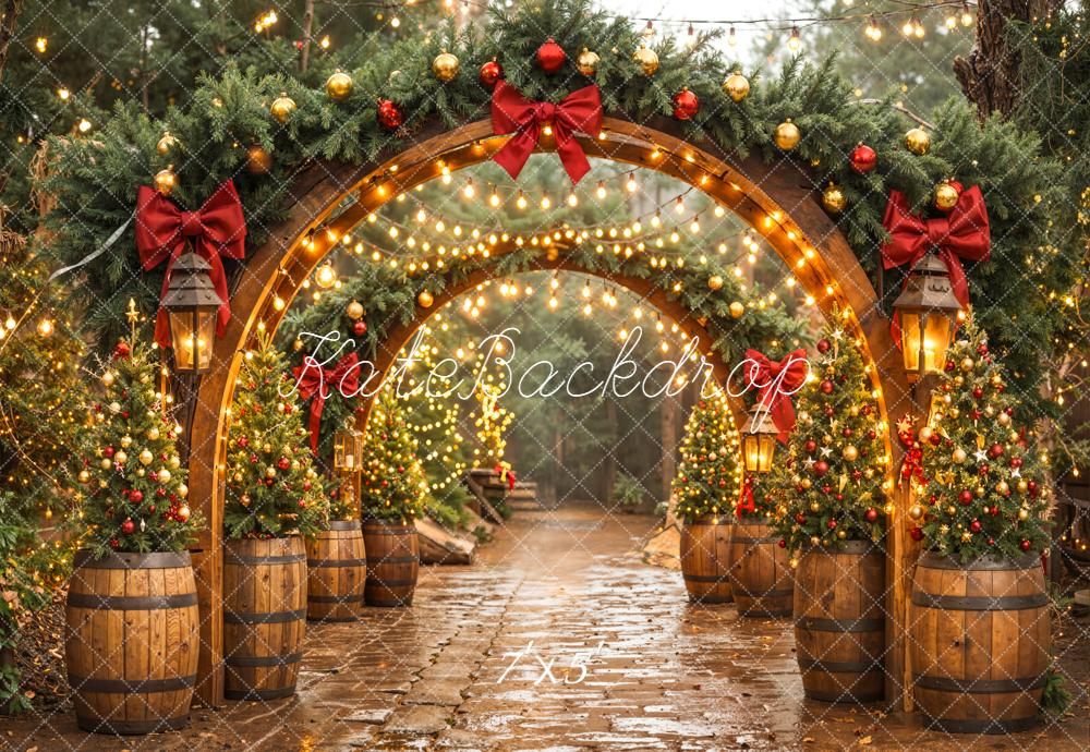 Kate Christmas Arch Garland Trees Lights Backdrop Designed by Emetselch