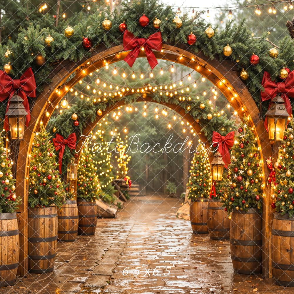 Kate Christmas Arch Garland Trees Lights Backdrop Designed by Emetselch - Image 2