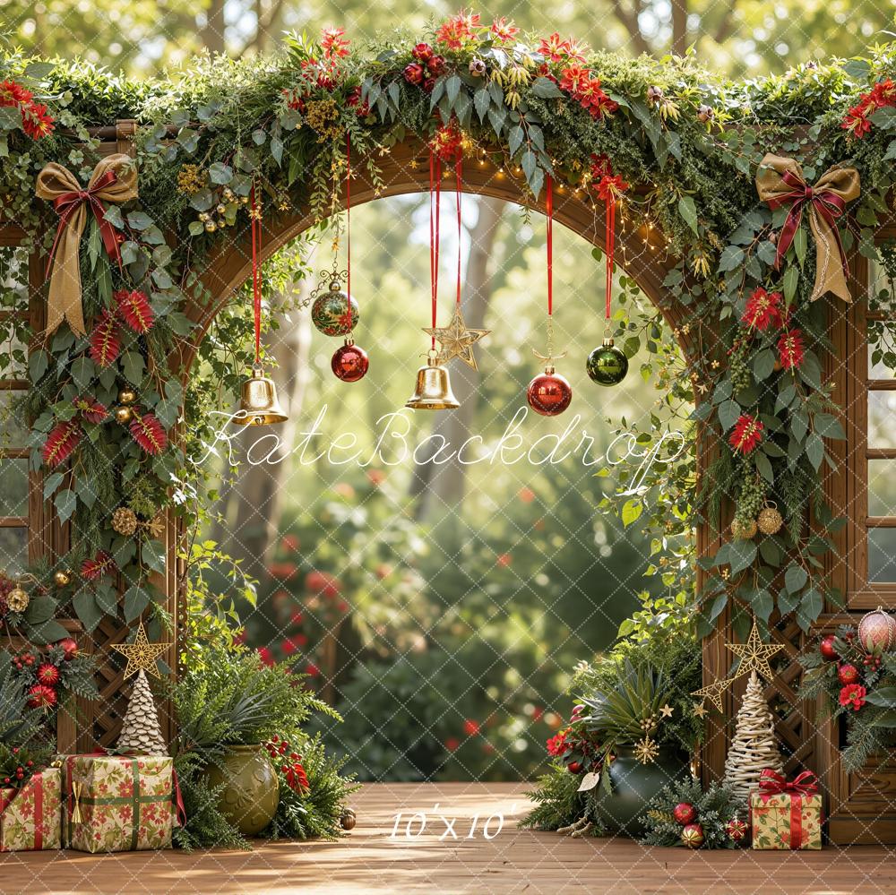 Kate Christmas Arch Greenery Bows Ornaments Backdrop Designed by Emetselch - Image 7
