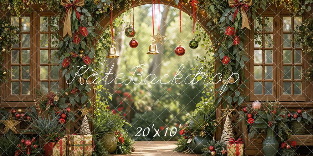 Kate Christmas Arch Greenery Bows Ornaments Backdrop Designed by Emetselch - Image 8