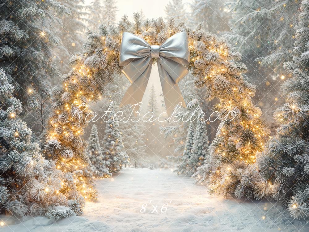 Kate Christmas Arch Snowy Trees Fleece Backdrop Designed by Emetselch