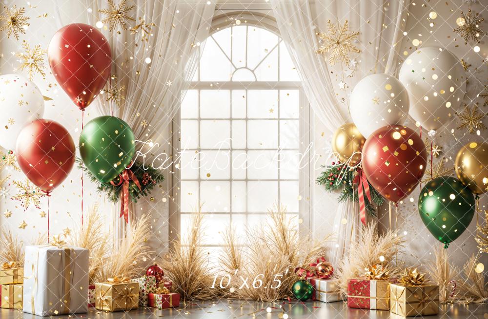 Kate Christmas Balloons Presents Window Backdrop Designed by Emetselch - Image 4