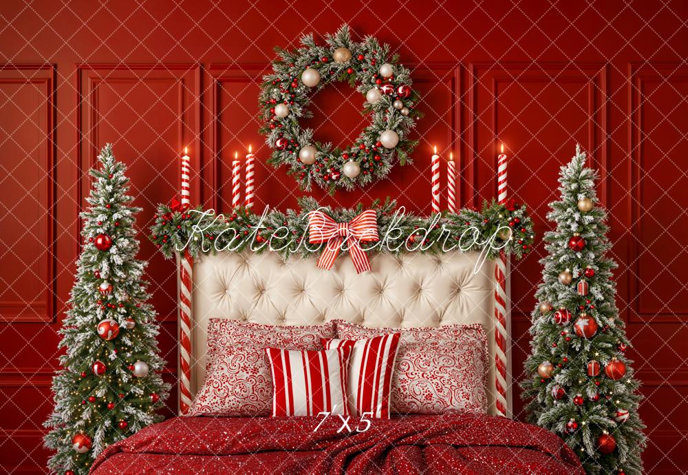 Kate Christmas Headboard Candy Cane Red Backdrop Designed by Emetselch