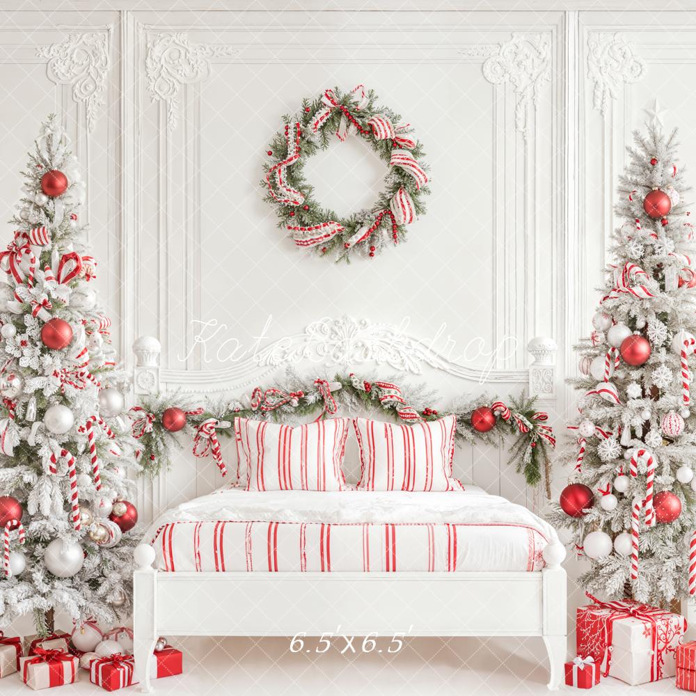 Kate Christmas Candy Cane Trees White Bed Backdrop Designed by Emetselch - Image 2