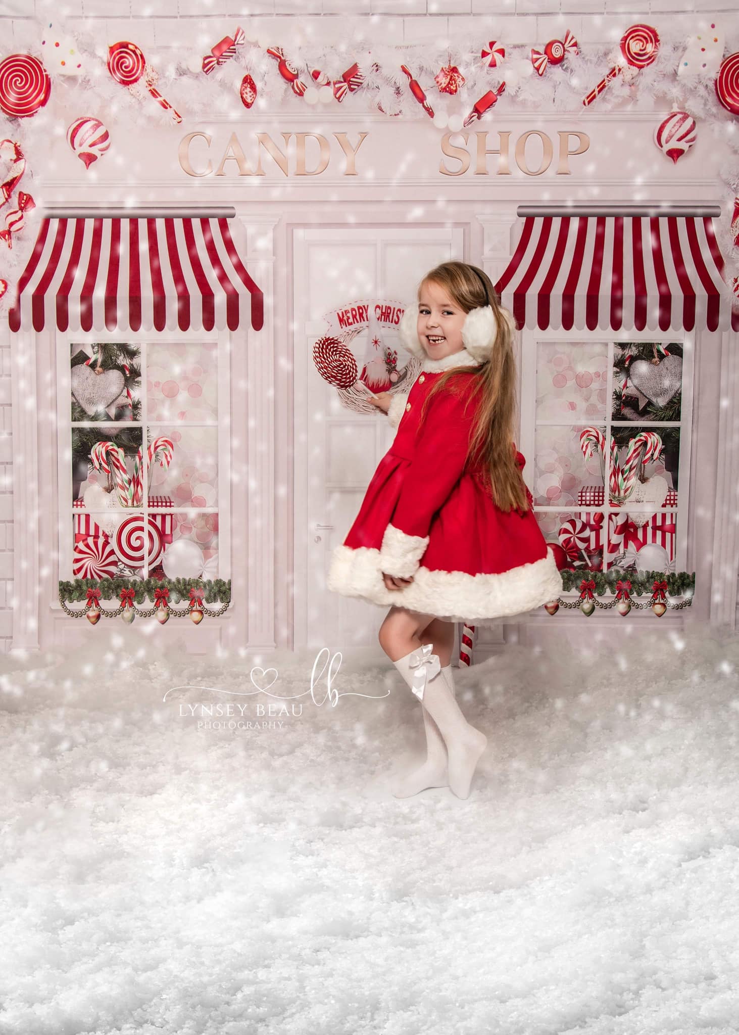 Kate Christmas Candy Shop Children Backdrop for Photography - Image 6
