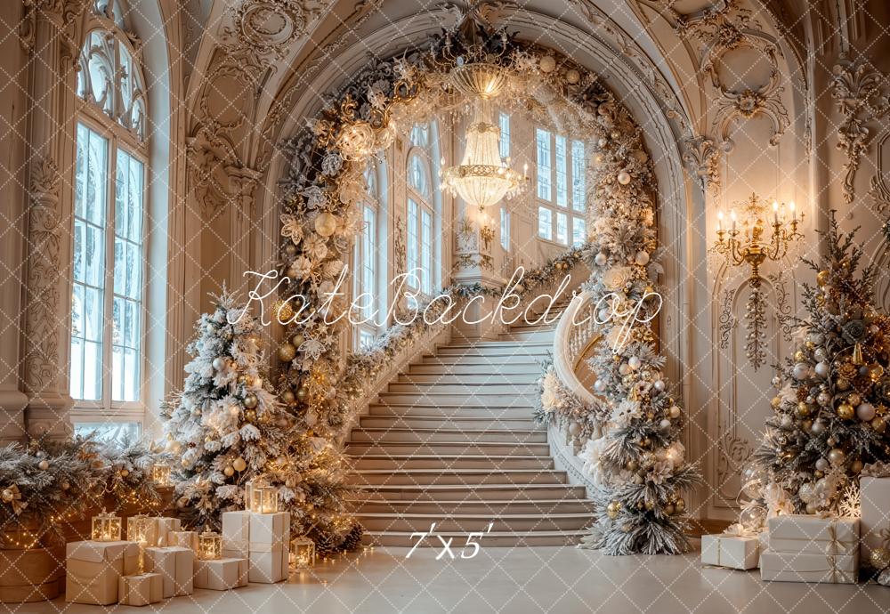 Kate Christmas Cascading Stairs Floral Arch Backdrop Designed by Emetselch
