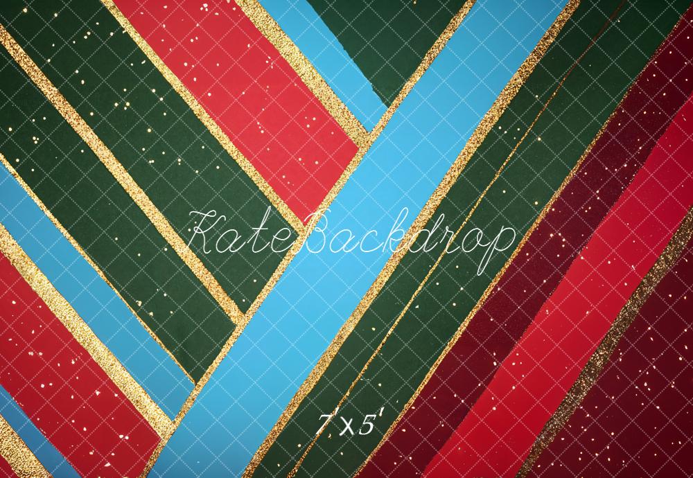 Kate Christmas Diagonal Stripes Glitter Backdrop Designed by Emetselch