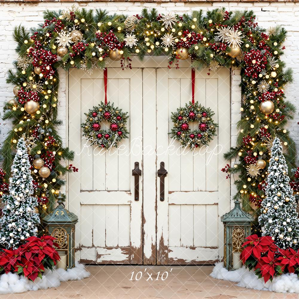 Kate Christmas White Door Garland Trees Backdrop Designed by Emetselch - Image 7