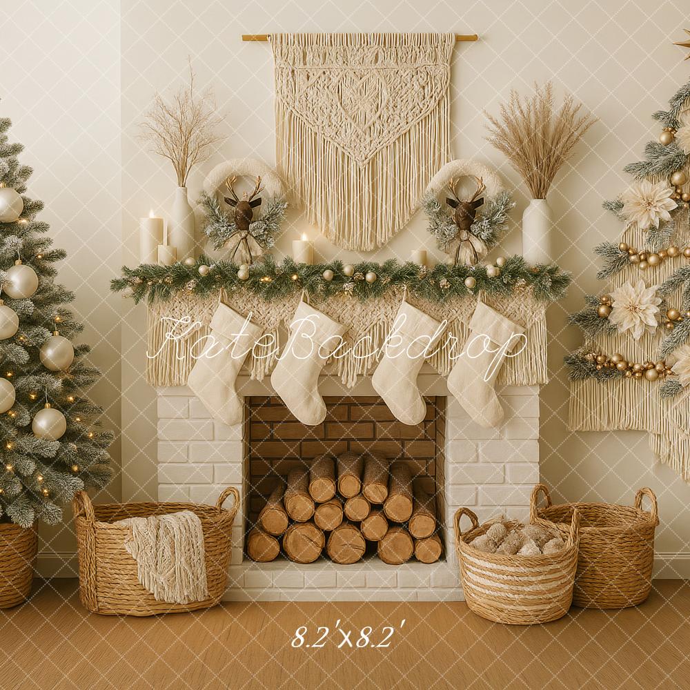 Kate Christmas Fireplace Macrame Tree Decor Backdrop Designed by Ashley Paul - Image 5